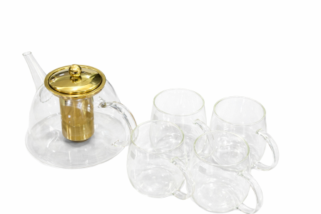 طقم بكرج شاي زجاج حراري food appeal