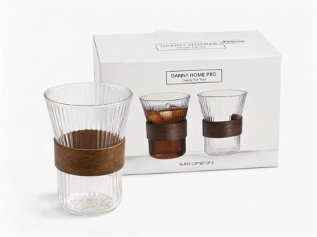 طقم كاسات قطعتين مع خشب Danny Home