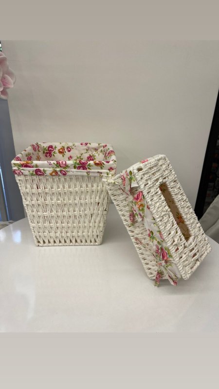 طقم سلة مهملات مع علبة محارم