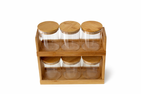 طقم علب مع ستاند خشب مربع